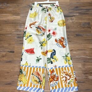 Satin Pant with nautical print